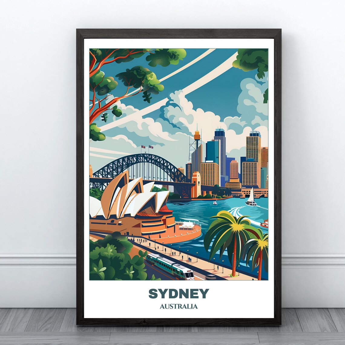 Sydney Travel Poster, Australia Cityscape Art Print