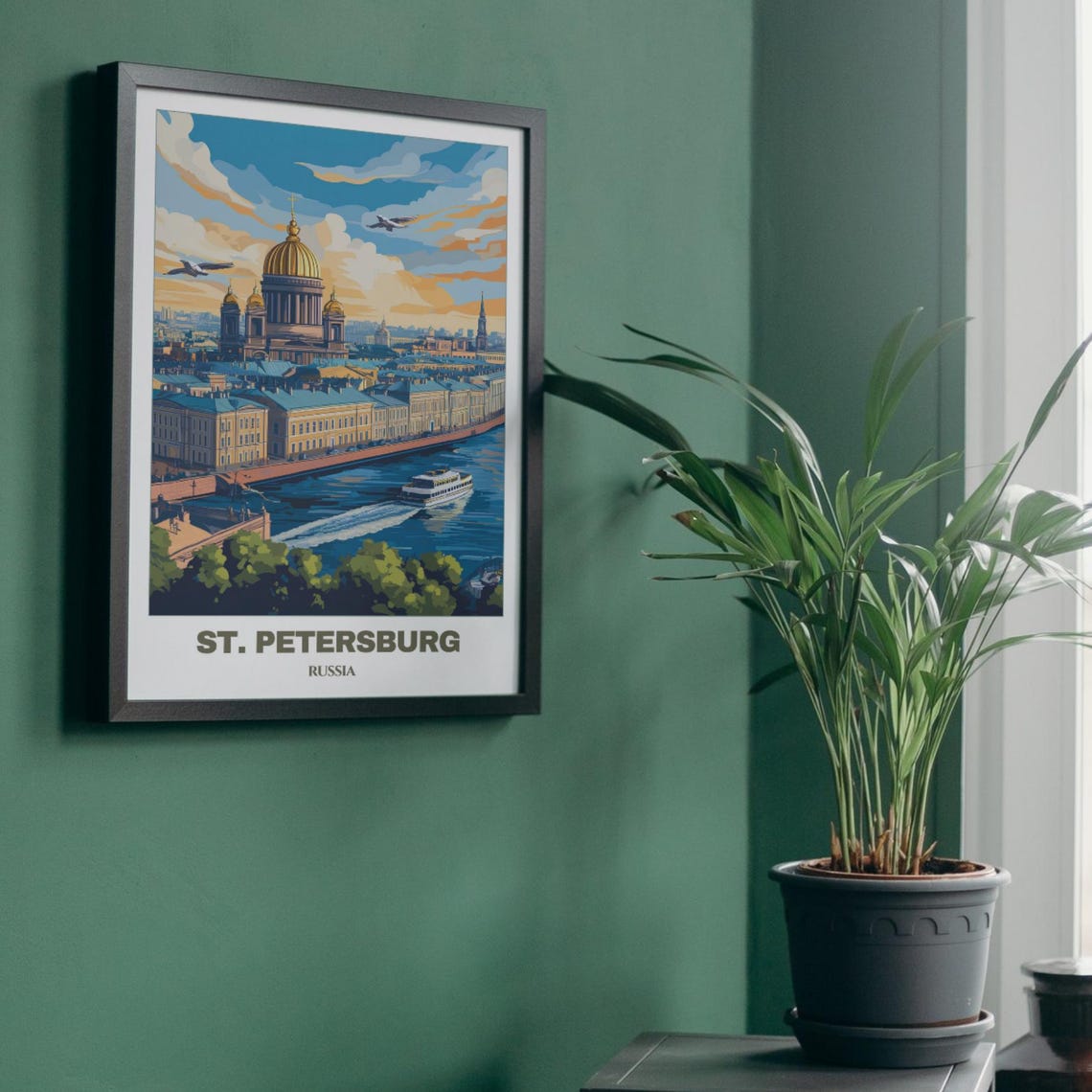 St. Petersburg Aerial St Isaac Cathedral Sunset Neva River Poster - Image 4