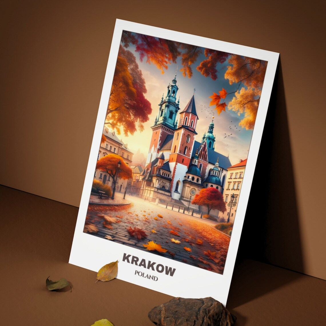 Krakow Wawel Cathedral Autumn Cityscape Painting Travel Poster - Image 3