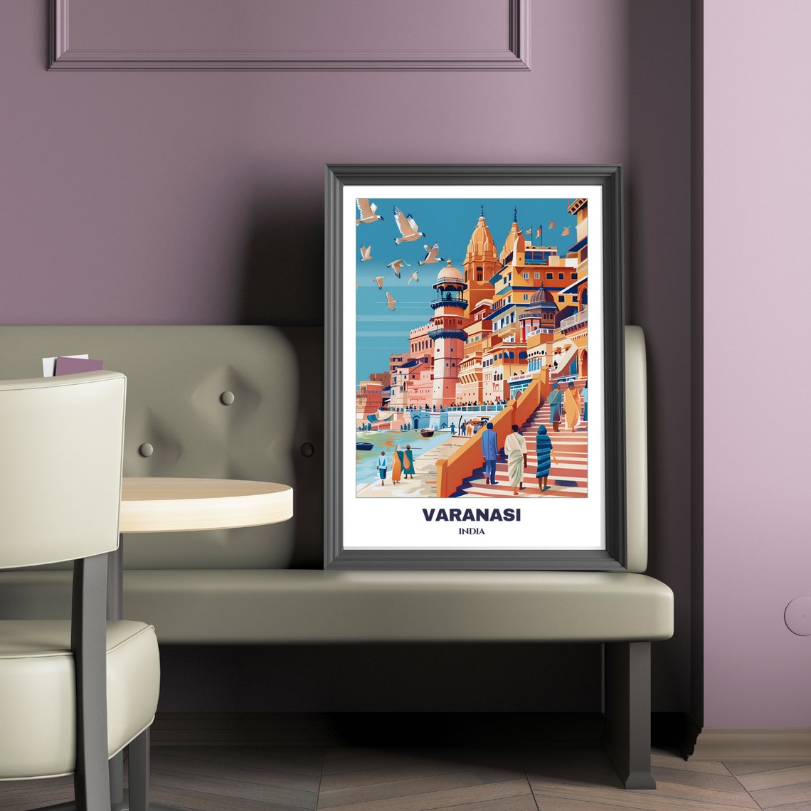 Varanasi India Sacred Ghats Temple Steps River Travel Poster - Image 2