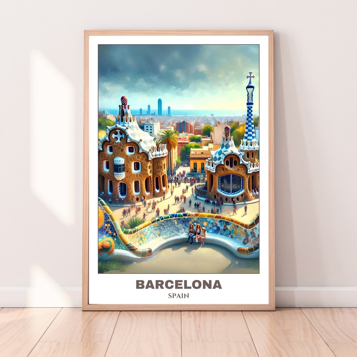 Barcelona Travel Poster Spaintravel Poster Oil Painting Cityscape Painting Travel Wall Art Room Decor Park Gell Trip - Image 4
