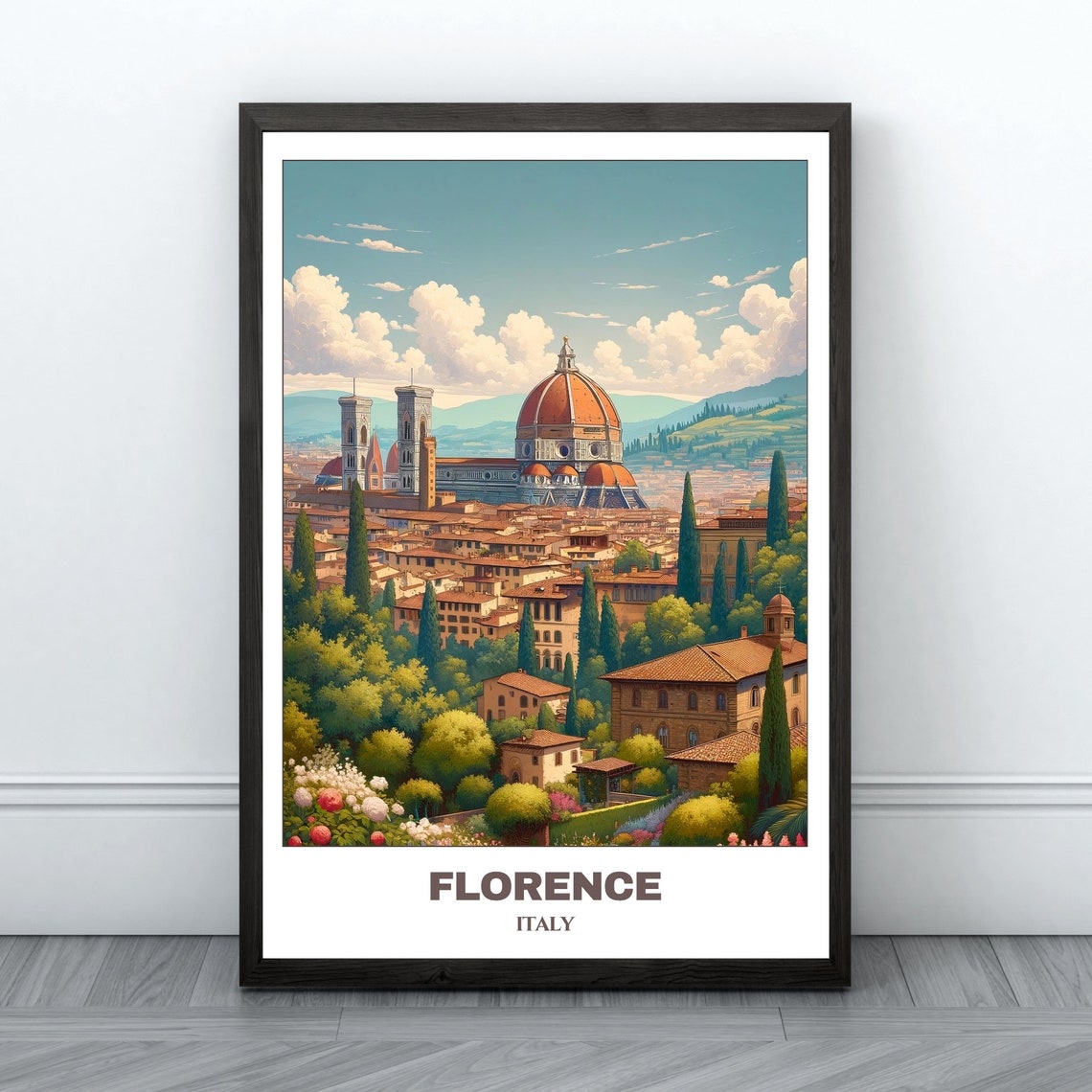 Florence Travel Poster Italy Travel Poster Cityscape Painting Print Wall Art Travel Wall Art Room Decor Florence Trip