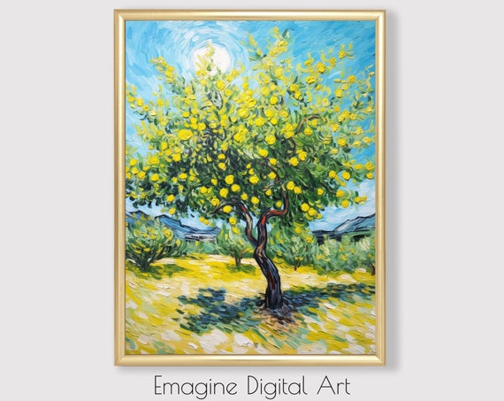 Art Lemon Tree Impressionist Painting Vintage Landscape Wall Decor To Instantly Print Frame Ls61