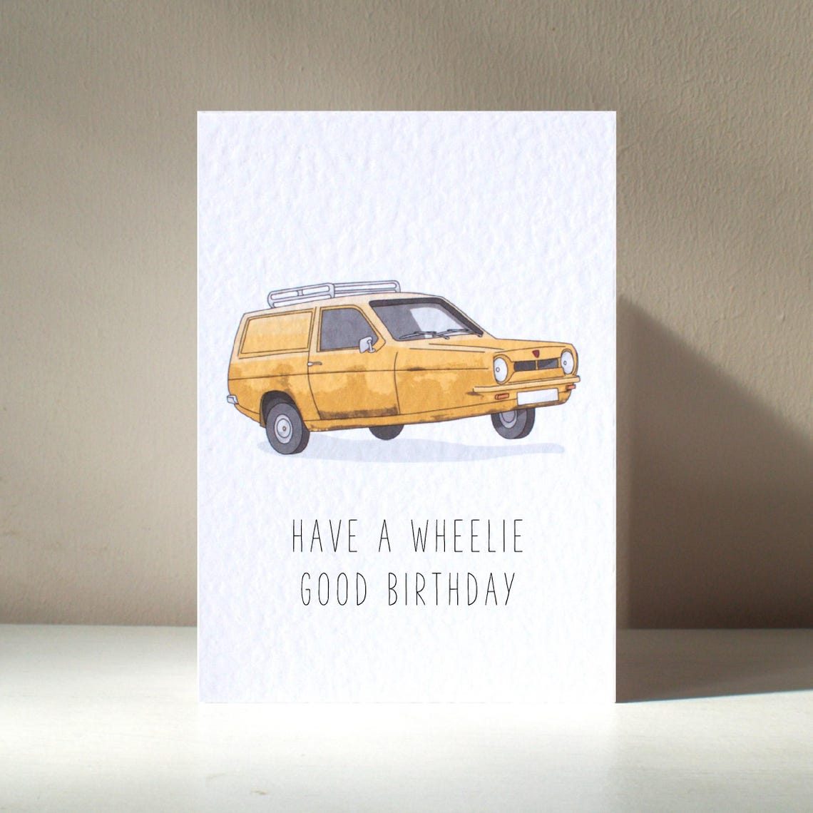 Have A Wheelie Good Birthday Yellow Three Wheeler Van Poster