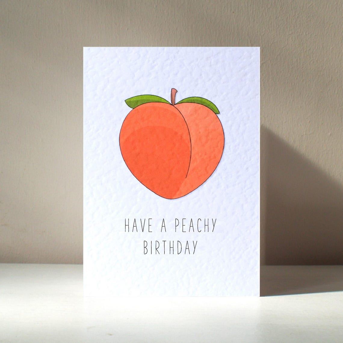 Sweet Fruit Have A Peachy Birthday Big Peach Pun Poster Card Art