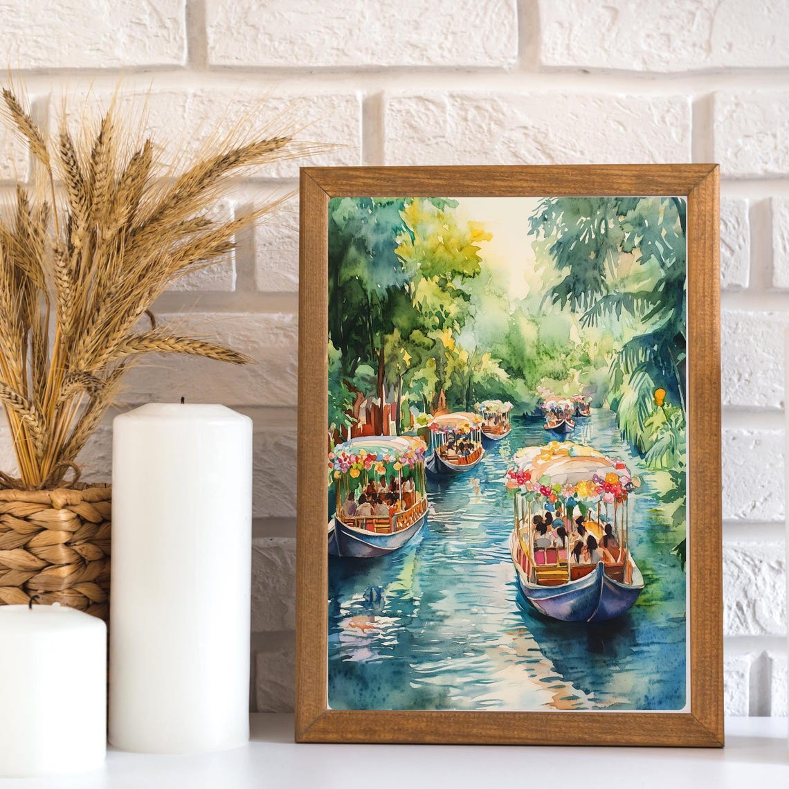 Xochimilco Floating Gardens Trajineras Boats Mexico Canal Poster - Image 3