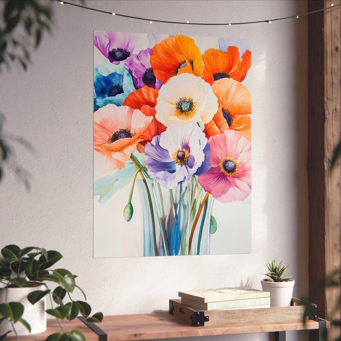 Colorful Poppy Bouquet Watercolor Bright Spring Floral Print - Image 4