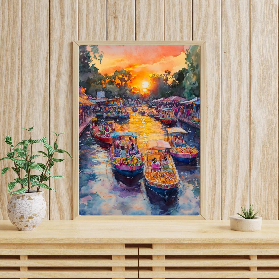 Trajineras Full of Flowers on the Xochimilco Canals at Sunset Poster - Image 4