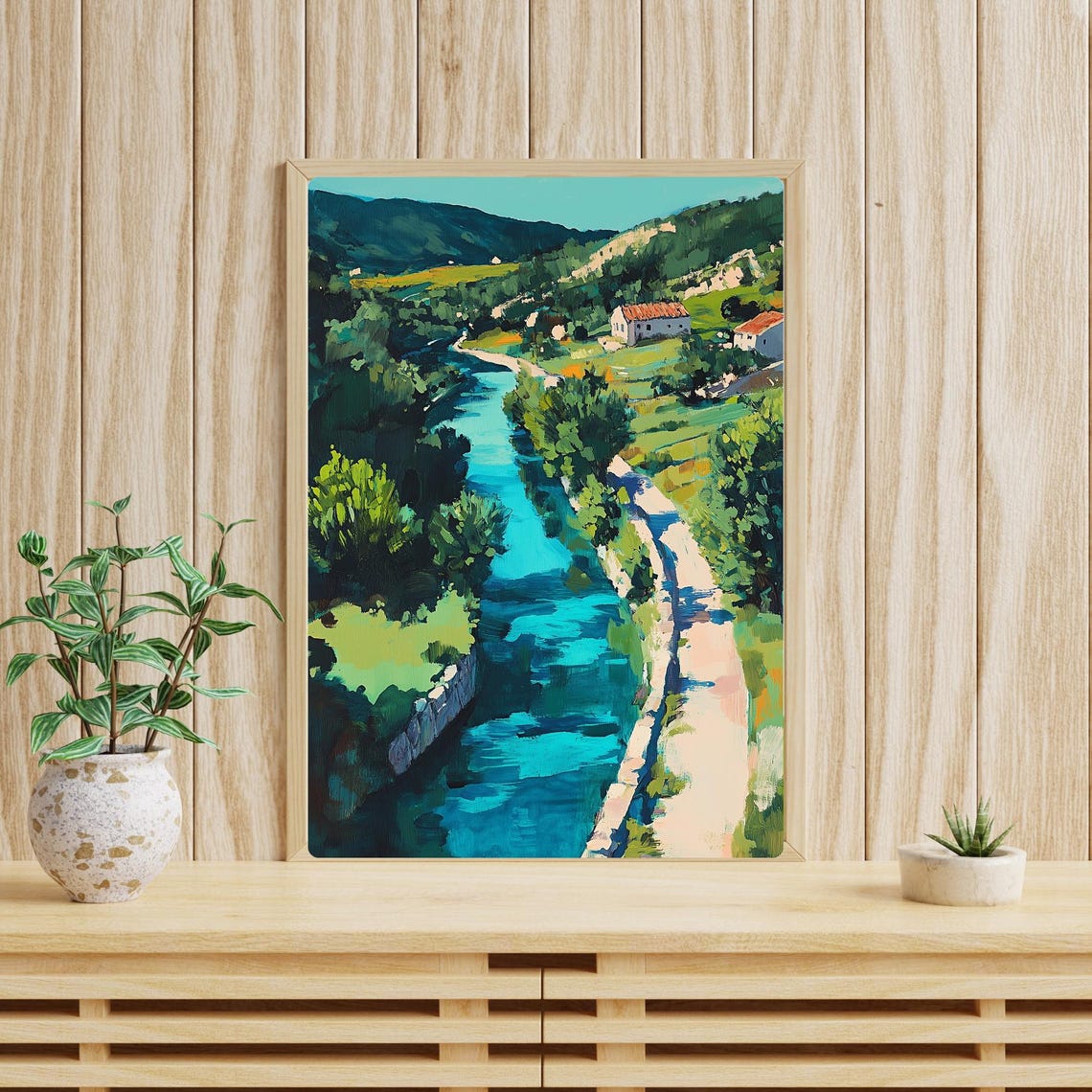 Cetina River Croatia Valley Turquoise Water Blue Gouache Poster - Image 4