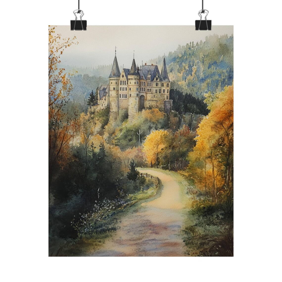Eltz Castle on a Wooded Hillside in Autumn Colors Art Poster