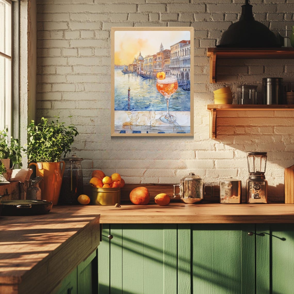 Peach Bellini Cocktail Overlooking the Grand Canal at Sunset Poster - Image 4