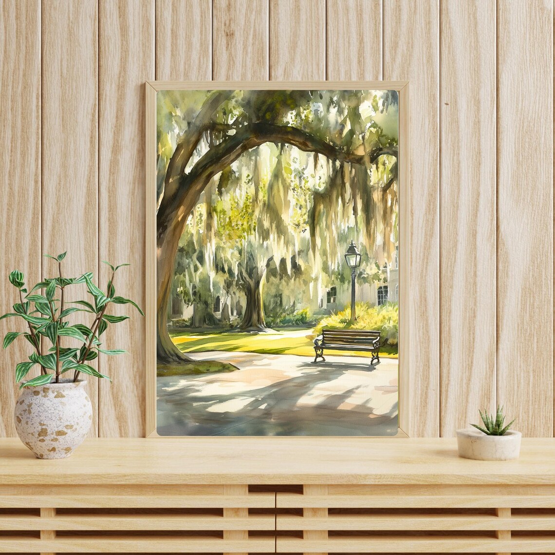 Savannah Georgia Watercolor Park Scene Art Print - Image 4