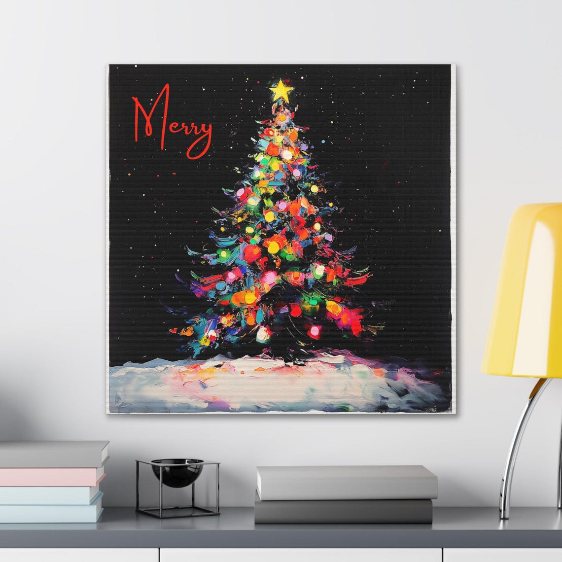 Merry Christmas Tree Abstract Colorful Holiday Night Sky Poster - Image 3
