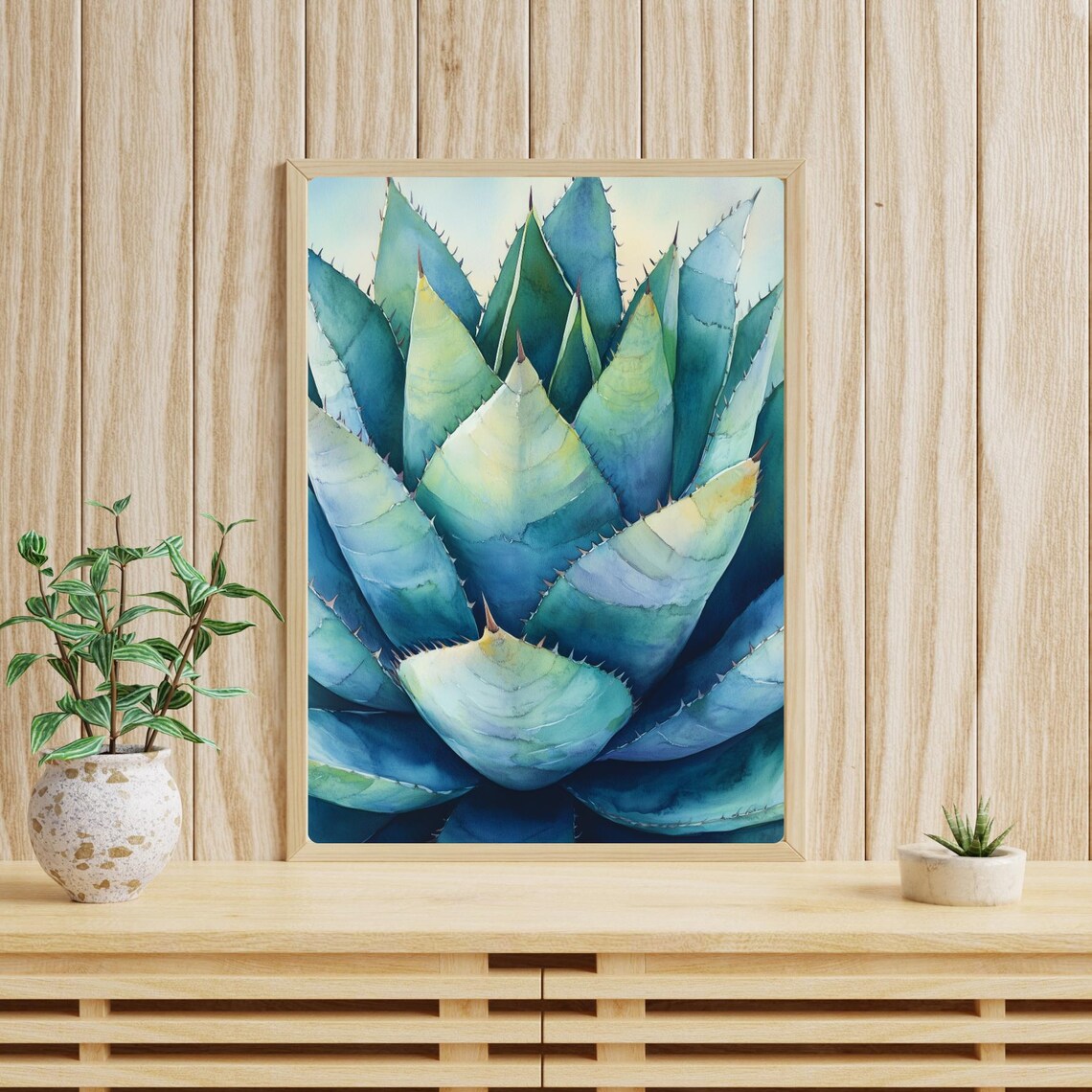 Blue Agave Watercolor Art Print, Southwestern Desert - Image 4