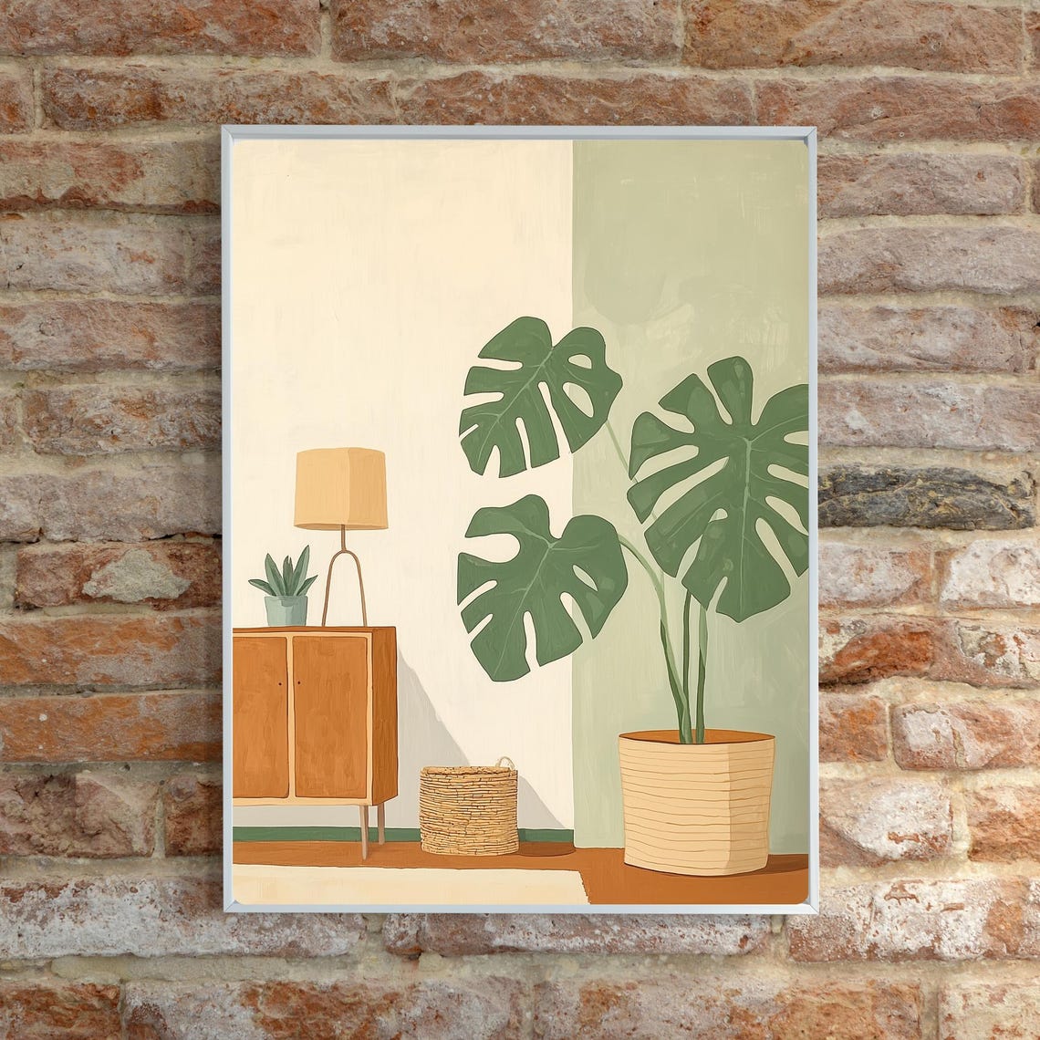 Minimalist Monstera Plant in a Scandinavian Living Room Print - Image 6