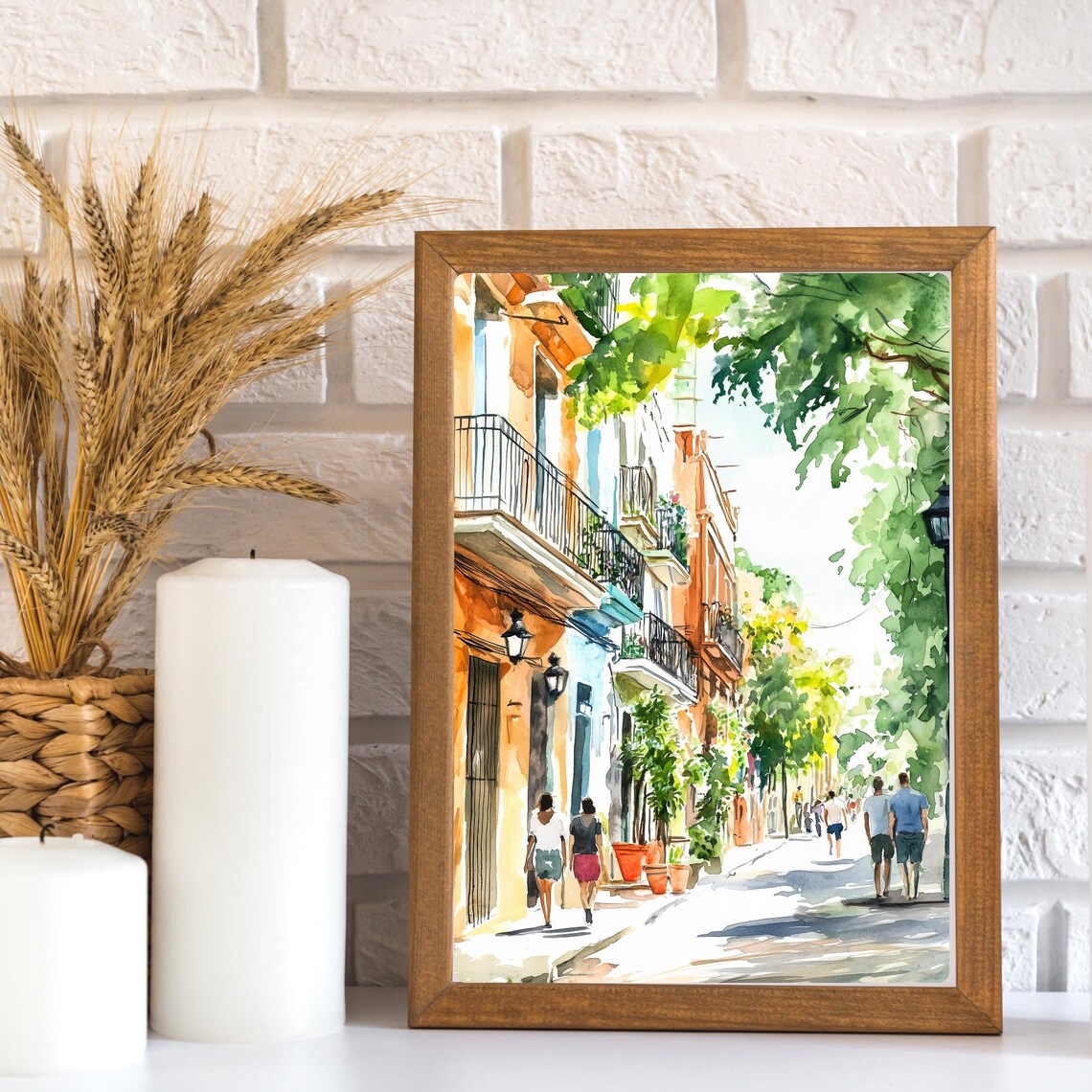 Roma Norte Leafy Street Mexico City Watercolor Travel Poster - Image 3