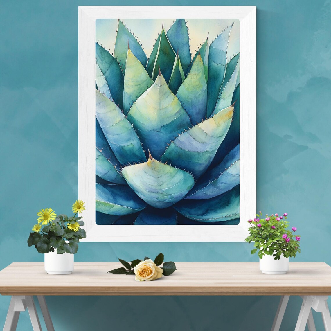 Blue Agave Watercolor Art Print, Southwestern Desert - Image 2