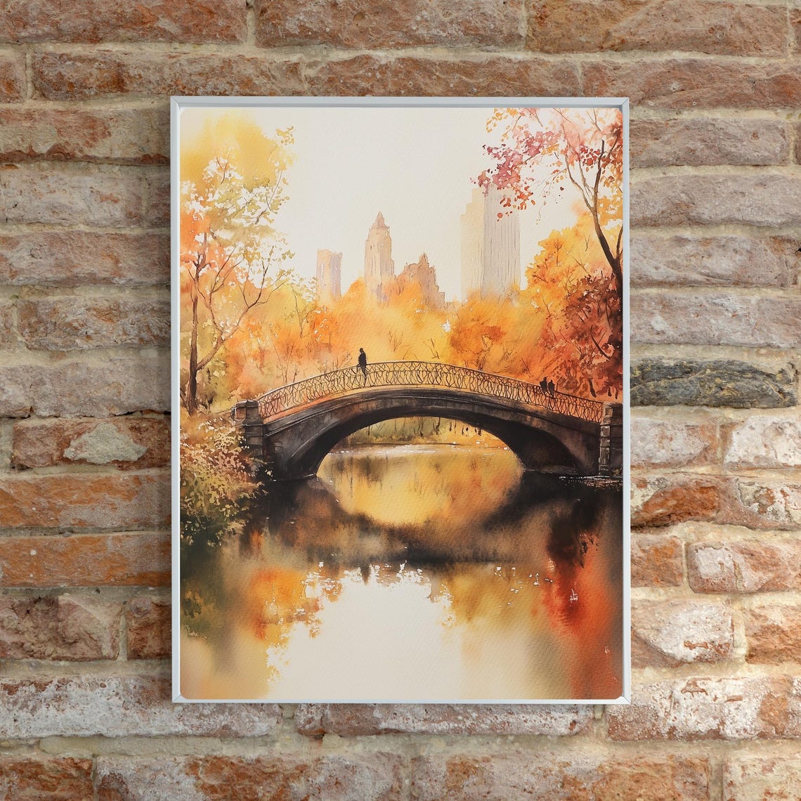 Central Park Bow Bridge Autumn Gold Manhattan Skyline Poster - Image 2