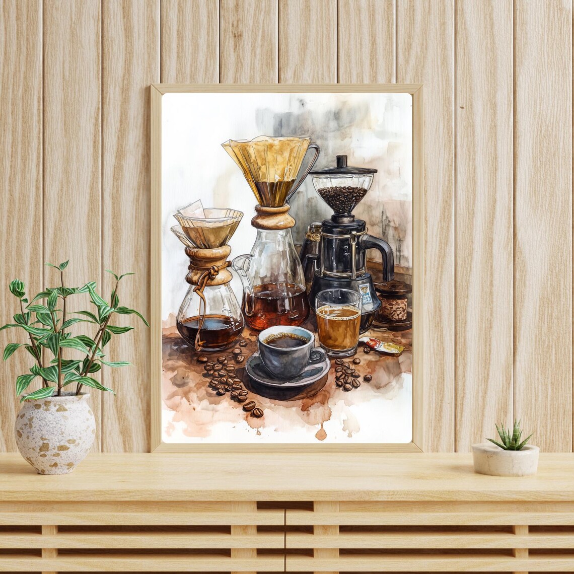 Coffee Still Life Watercolor Painting Pour Over Coffee Print Coffee Lover Kitchen Decor Brewing Art Print Cafe Scene Decor - Image 4
