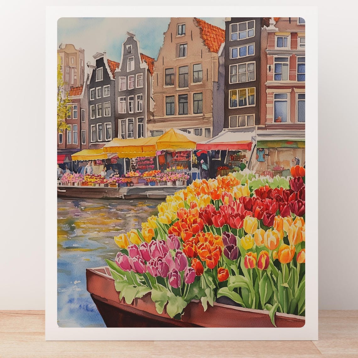 Amsterdam Floating Flower Market with a Tulip-Filled Barge Poster - Image 5