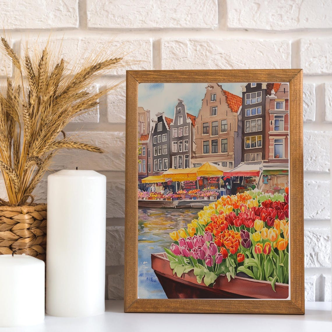 Amsterdam Floating Flower Market with a Tulip-Filled Barge Poster - Image 3