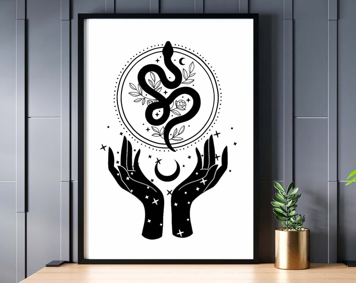 Celestial Mystic Snake Moon Stars Art Print