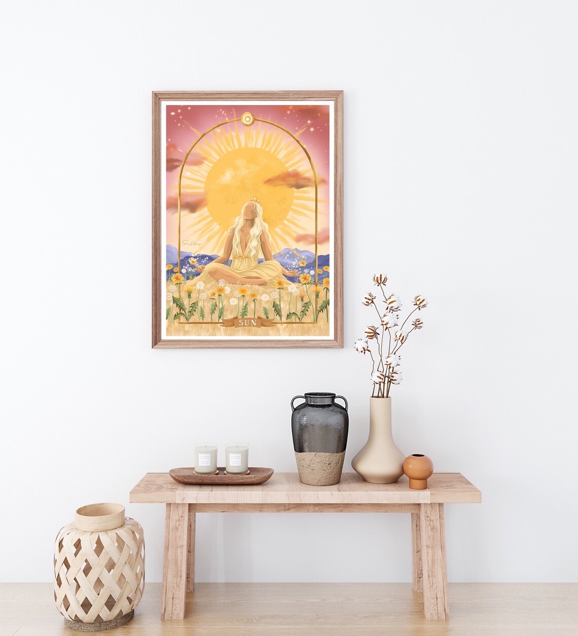 Sun Print Poster, Floral Ethereal Astrology Art - Image 3