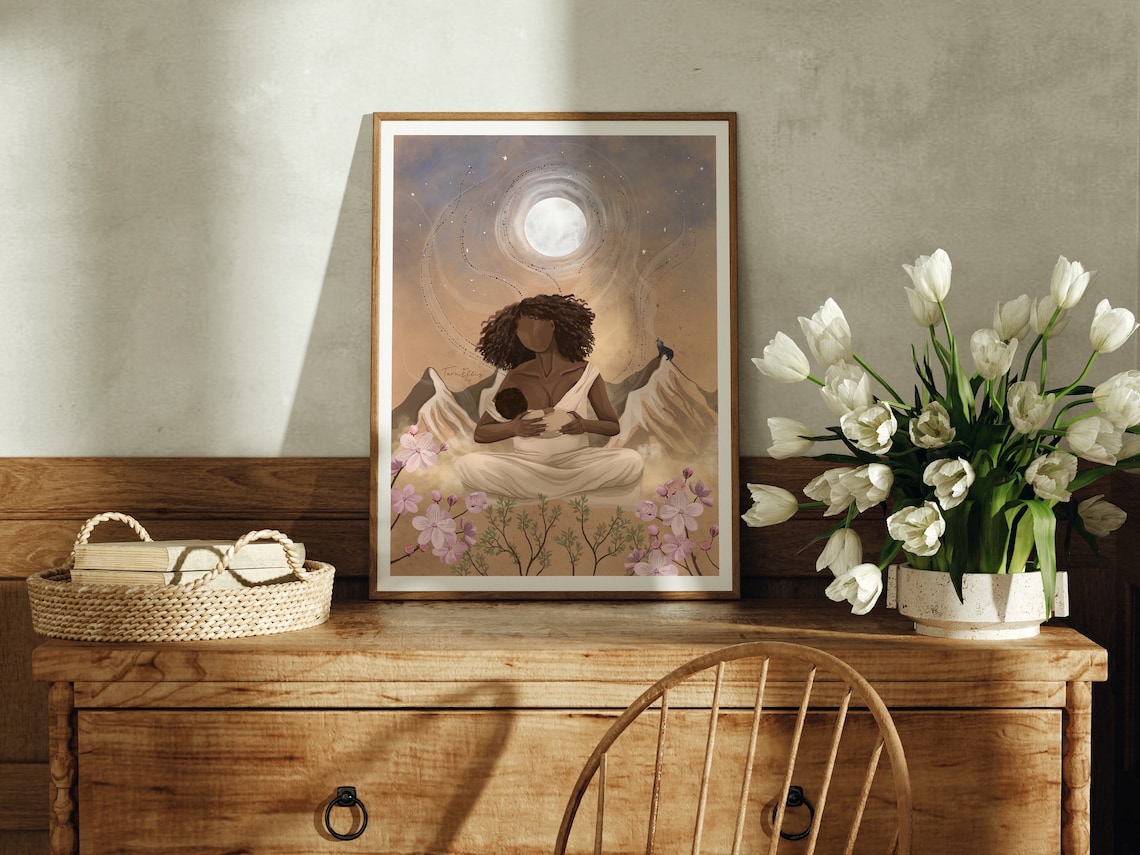 Nursing Mama Boho Folk Mother Baby Art Print - Image 3
