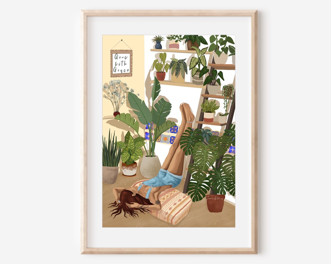 Grow With Grace Plant Spiritual Boho Art Print