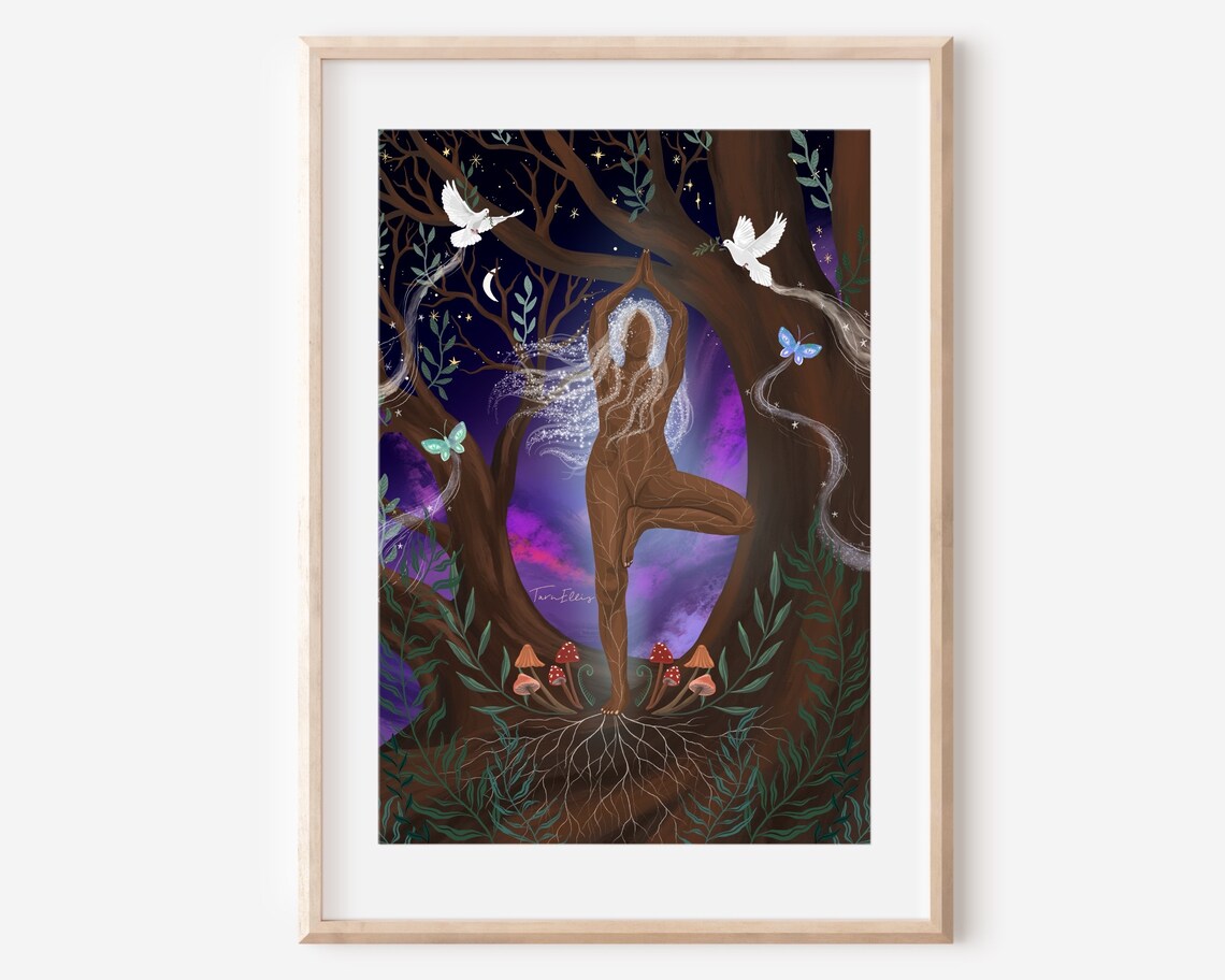 Peace Tree Spiritual Nature Illustration Art Print