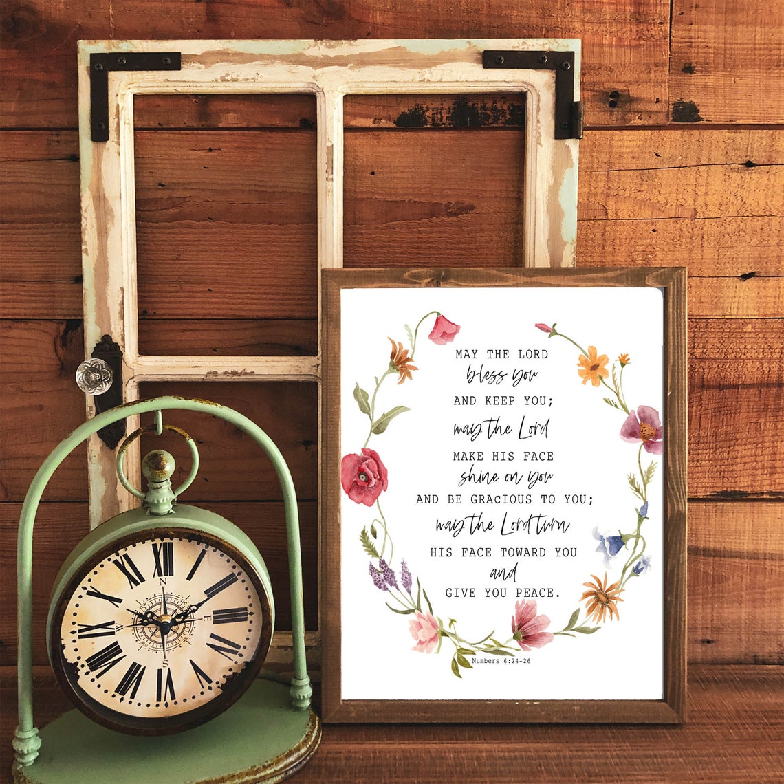 May The Lord Bless You And Keep You Floral Scripture Watercolor Poster - Image 4