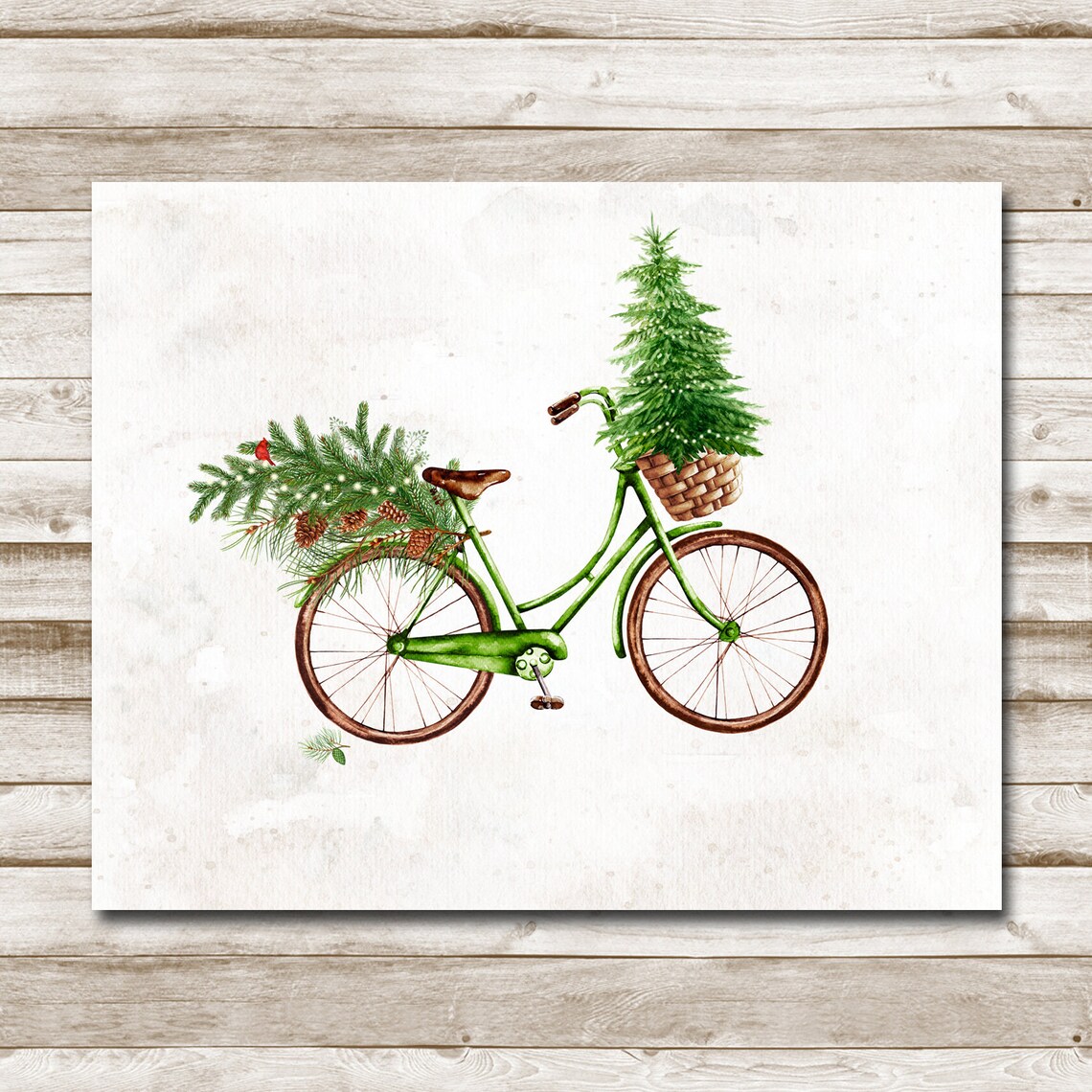 Christmas Bicycle Winter Rustic Holiday Art Print - Image 6