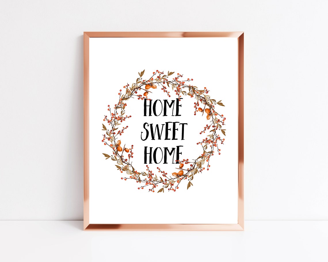 Charming Home Sweet Home Berry Wreath Fall Farmhouse Quote Art Print - Image 3