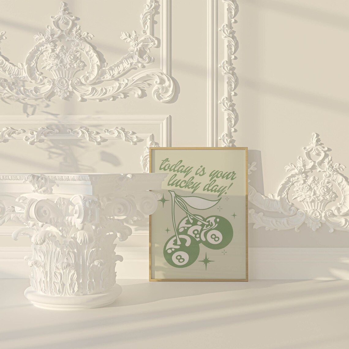 Today Is Your Lucky Day Green Cherry 8 Ball Trendy Quote Poster - Image 2