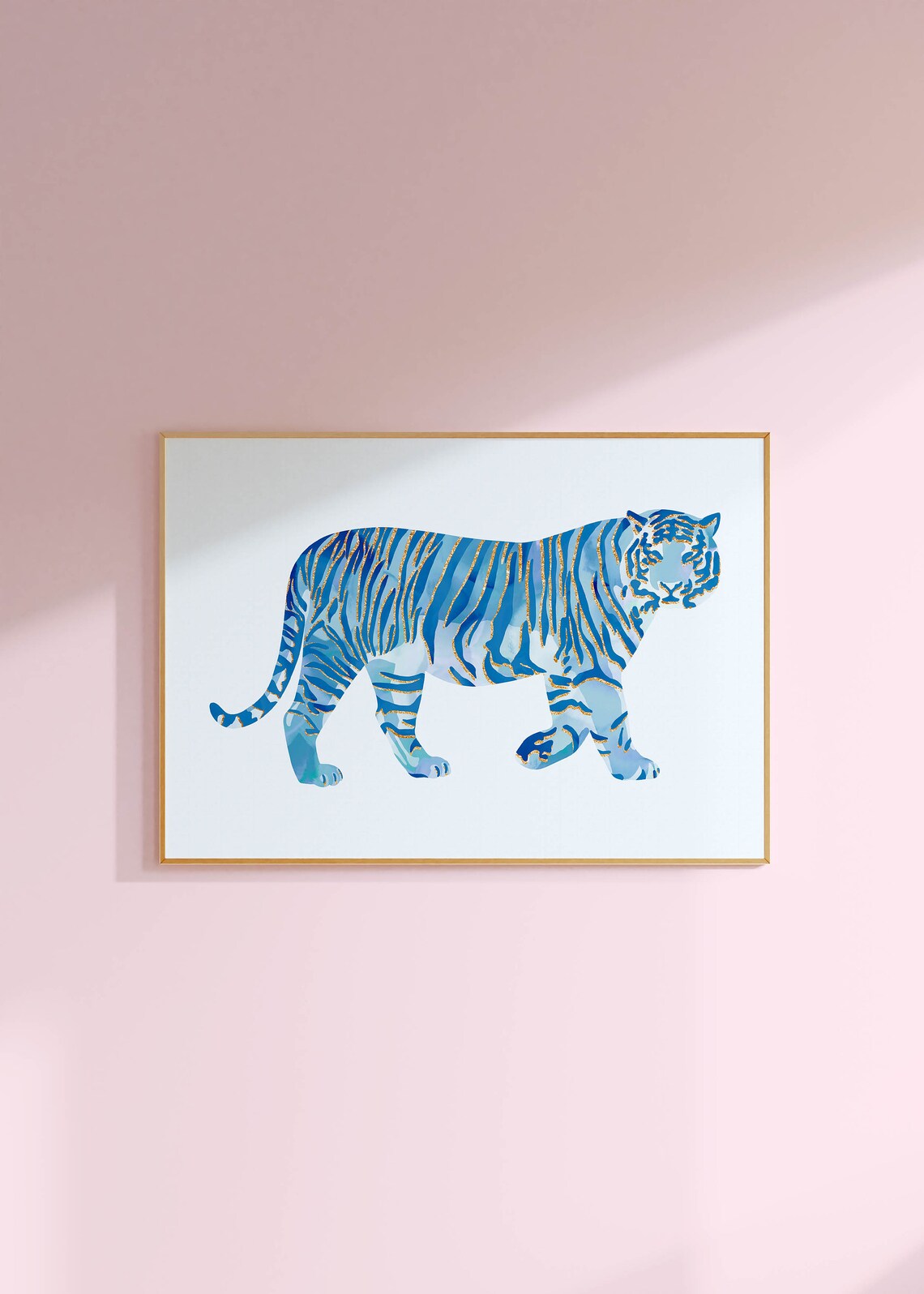 Tiger Painting Blue Animal Art Print, Preppy Decor - Image 3