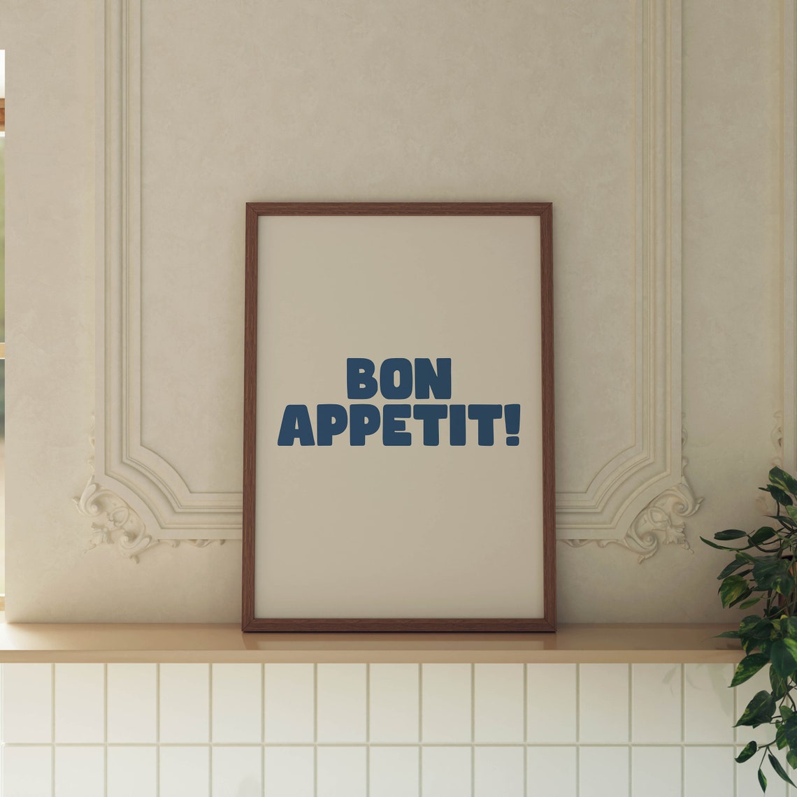 Bon Appetit Bold Black Typography Minimalist Kitchen Wall Poster - Image 2