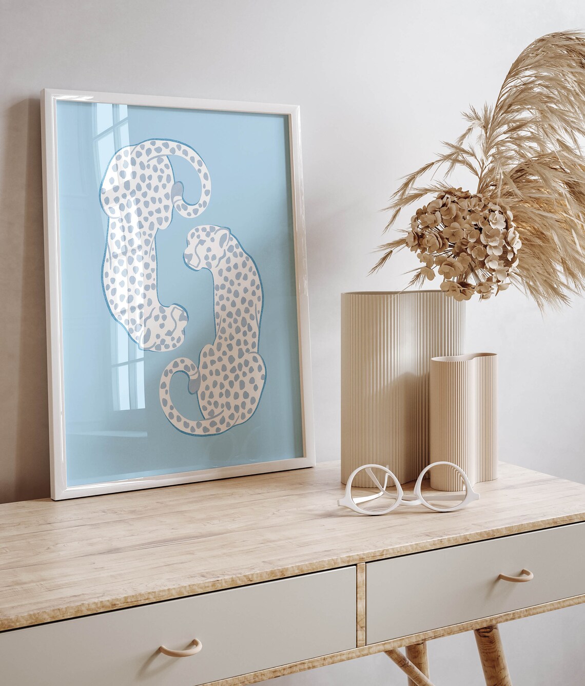Blue Preppy Aesthetic Wall Art Print, Teen Room - Image 2