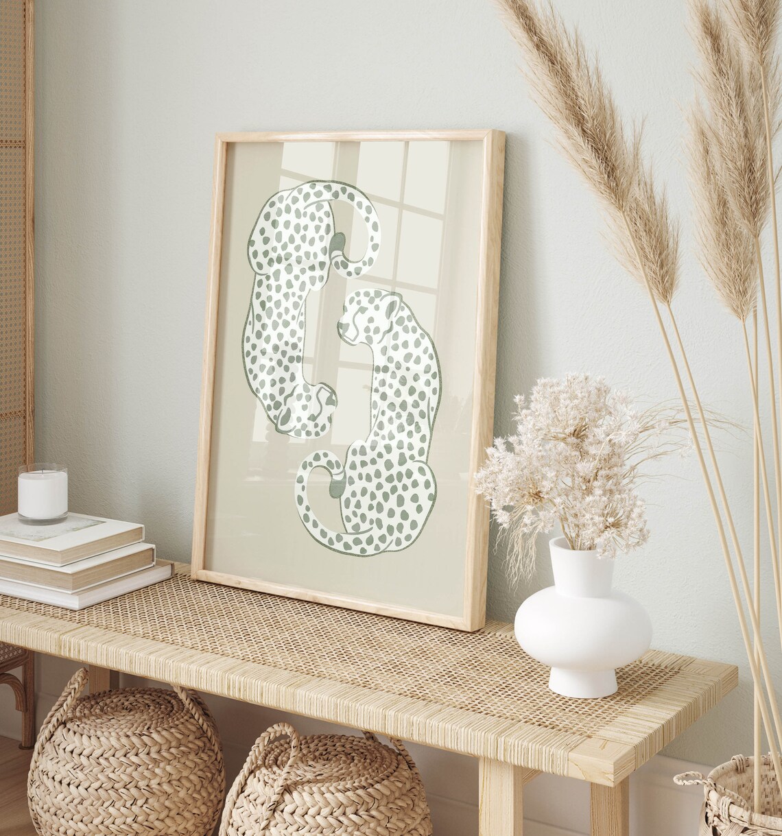 Sage Green Cheetah Print Animal Decor Art Print