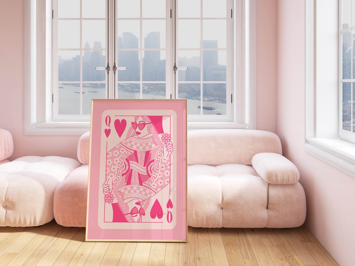 Queen Of Hearts Retro Art Print, Preppy Decor - Image 2