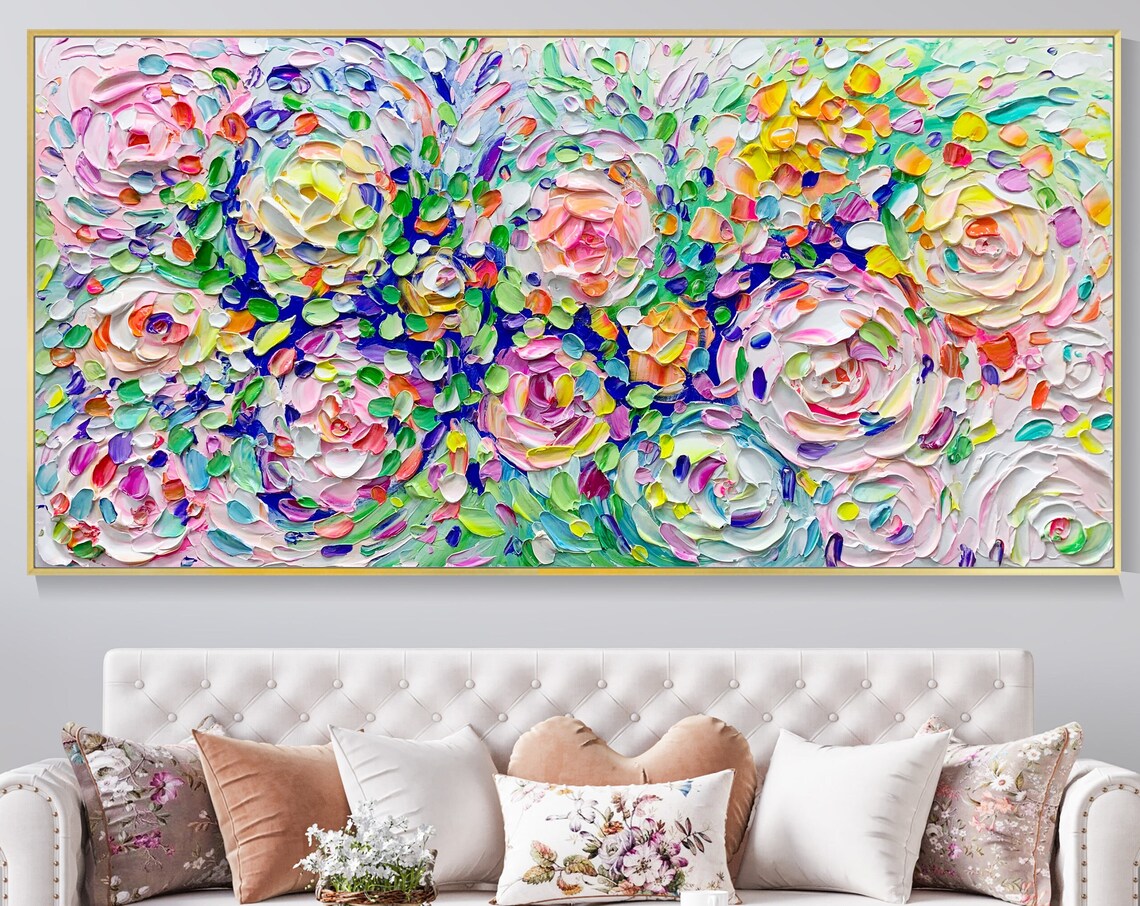 Boho Blooming Flowers Oil Painting Art Print
