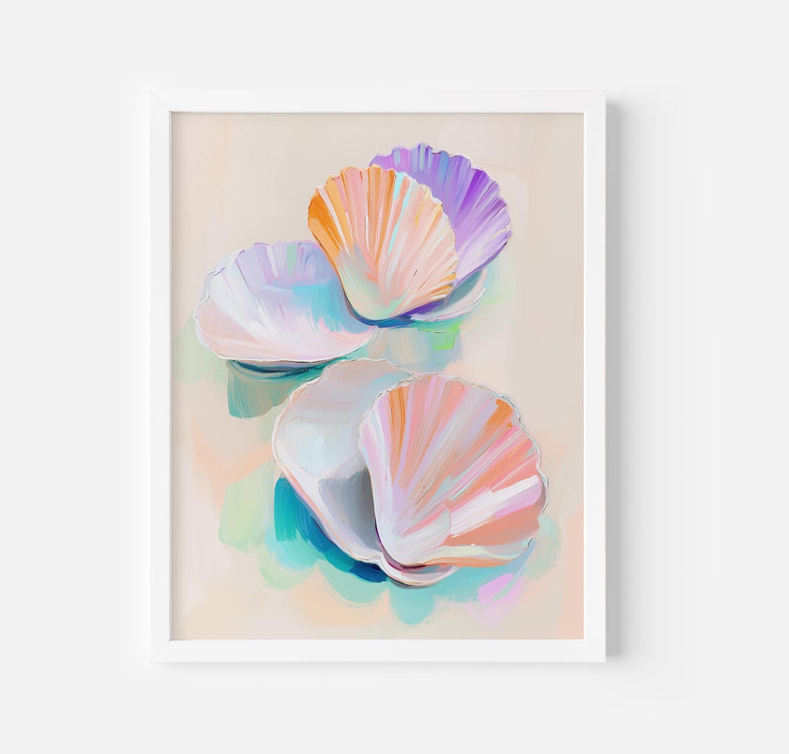 Pastel Seashells Coastal Summer Beach Shell Art Painting Poster