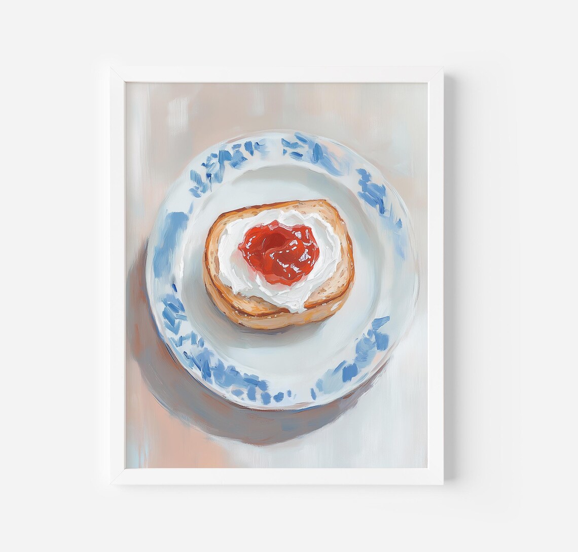 Jam On Toast Art Print, Cozy Farmhouse Kitchen Decor