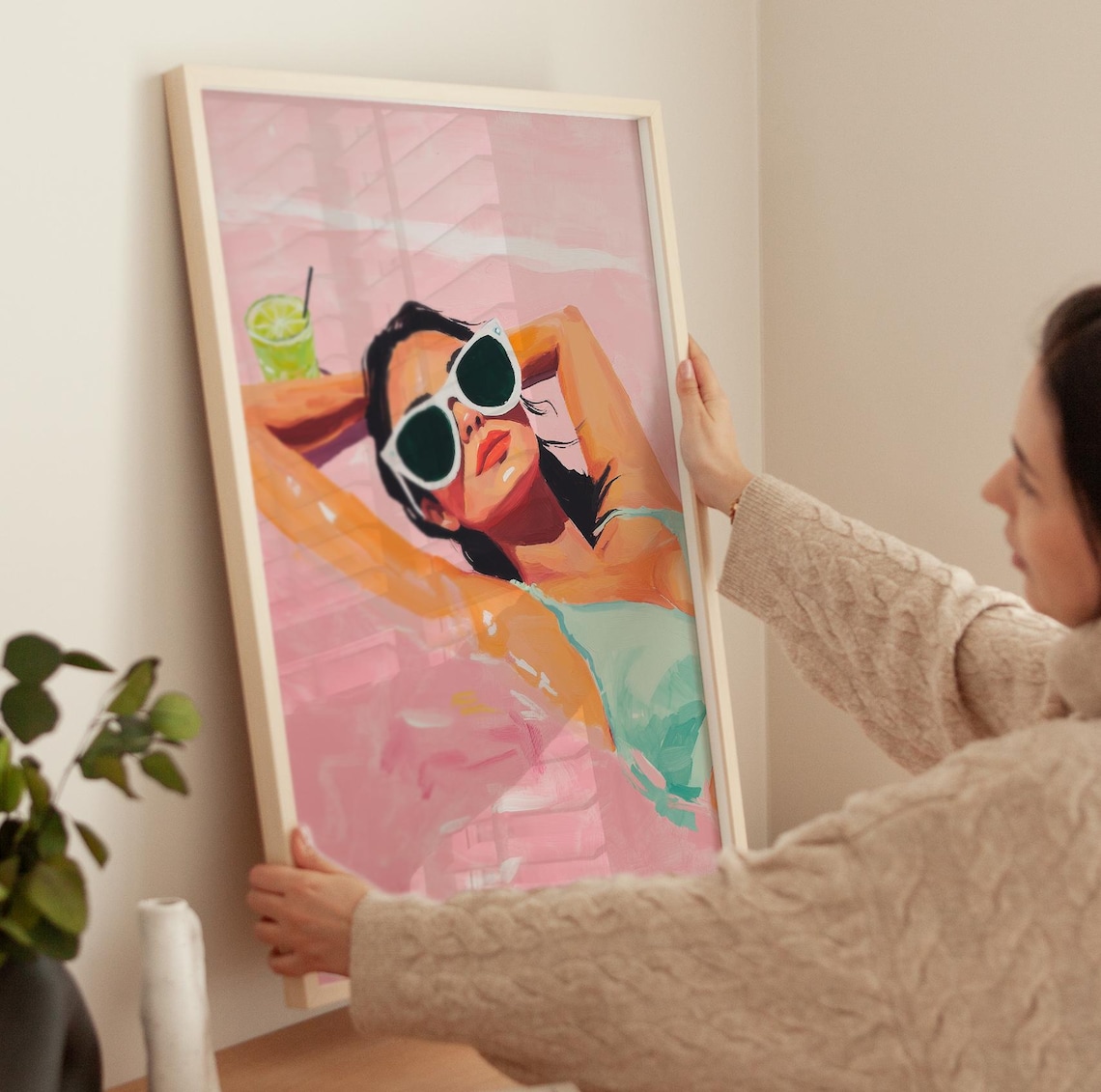 Summer Girl Cocktail Print, Beach House Decor