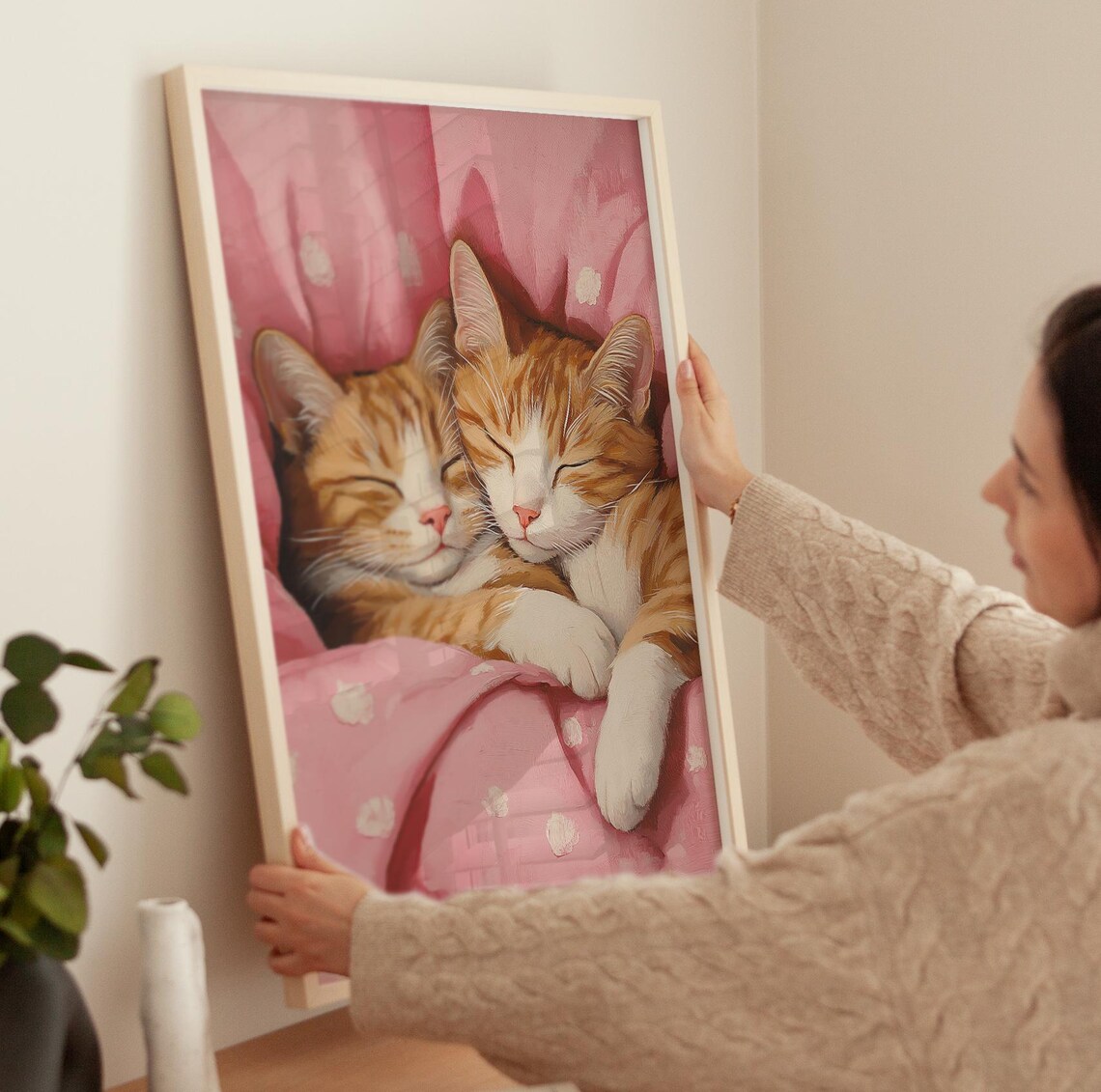 Sleeping Cat Art Print, Cute Nursery Wall Art - Image 3