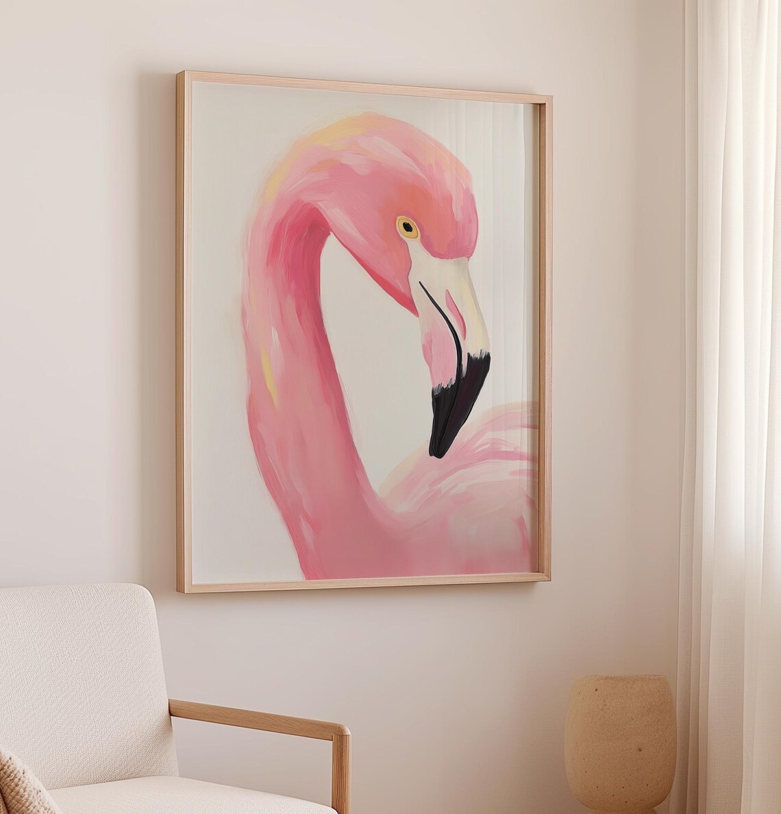 Pink Flamingo Art Print, Trendy Boho Jungle Poster - Image 2