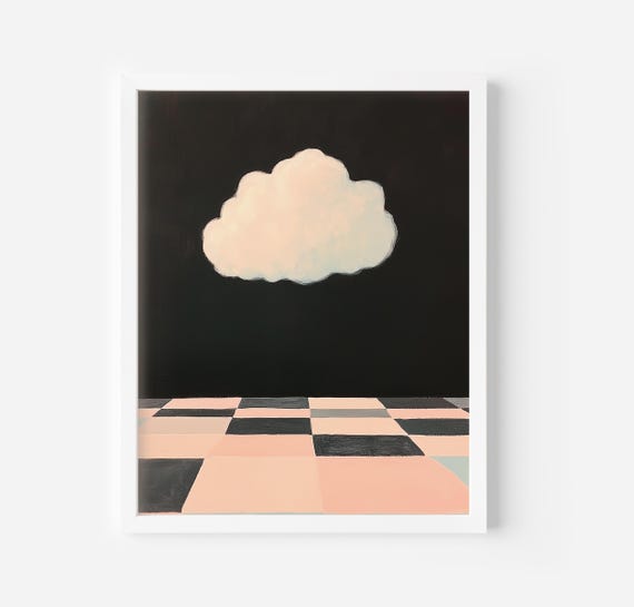 Retro Cloud Wall Art Cloud Art Minimalist Wall Decor Cloud Print Moody Cloud Art Nature Art Still Life Art