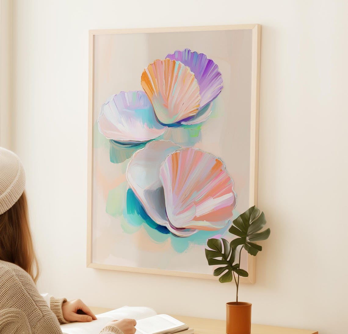 Pastel Seashells Coastal Summer Beach Shell Art Painting Poster - Image 2