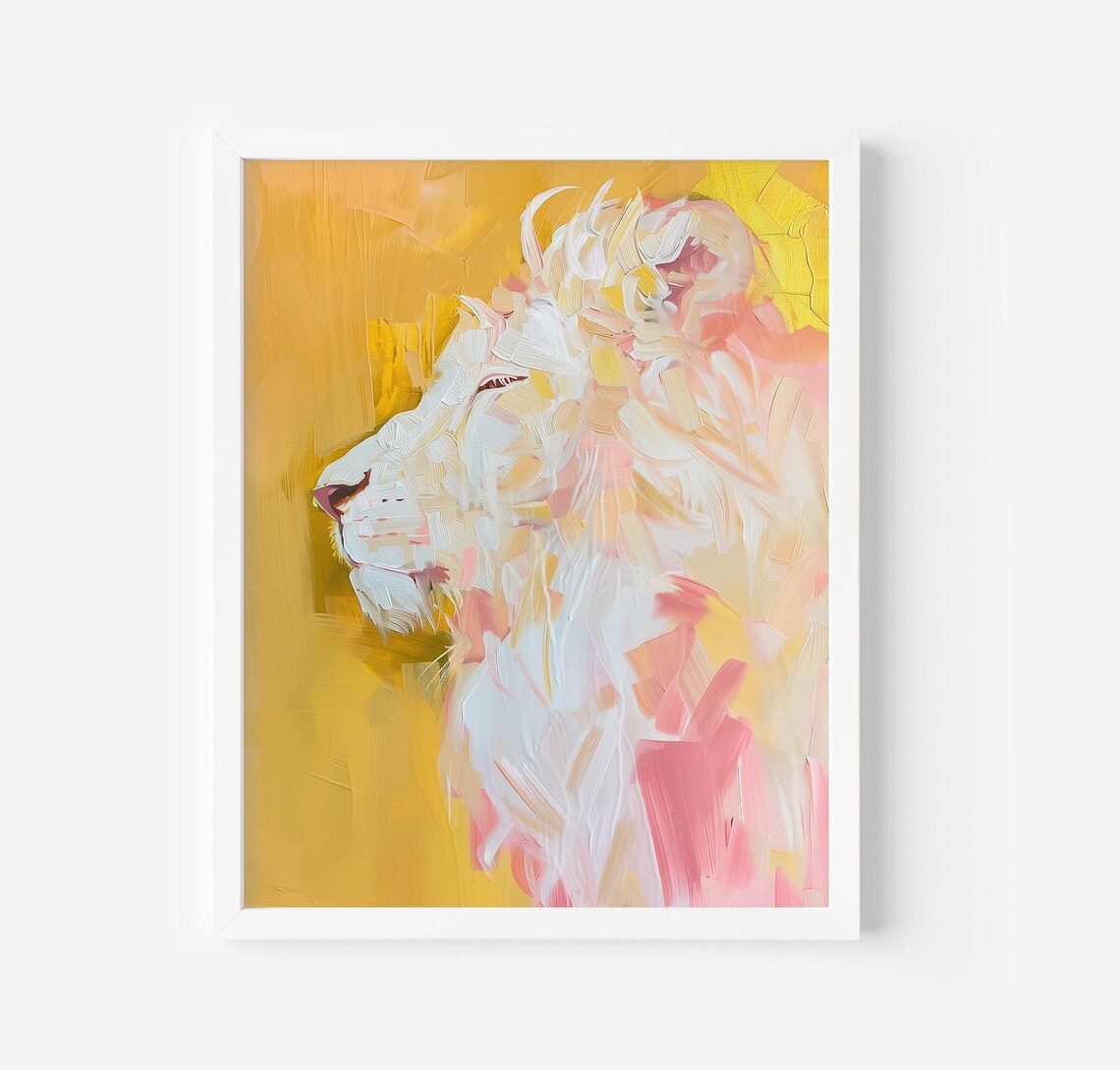 Lion Painting Vibrant Color Art Print, Fashion Art