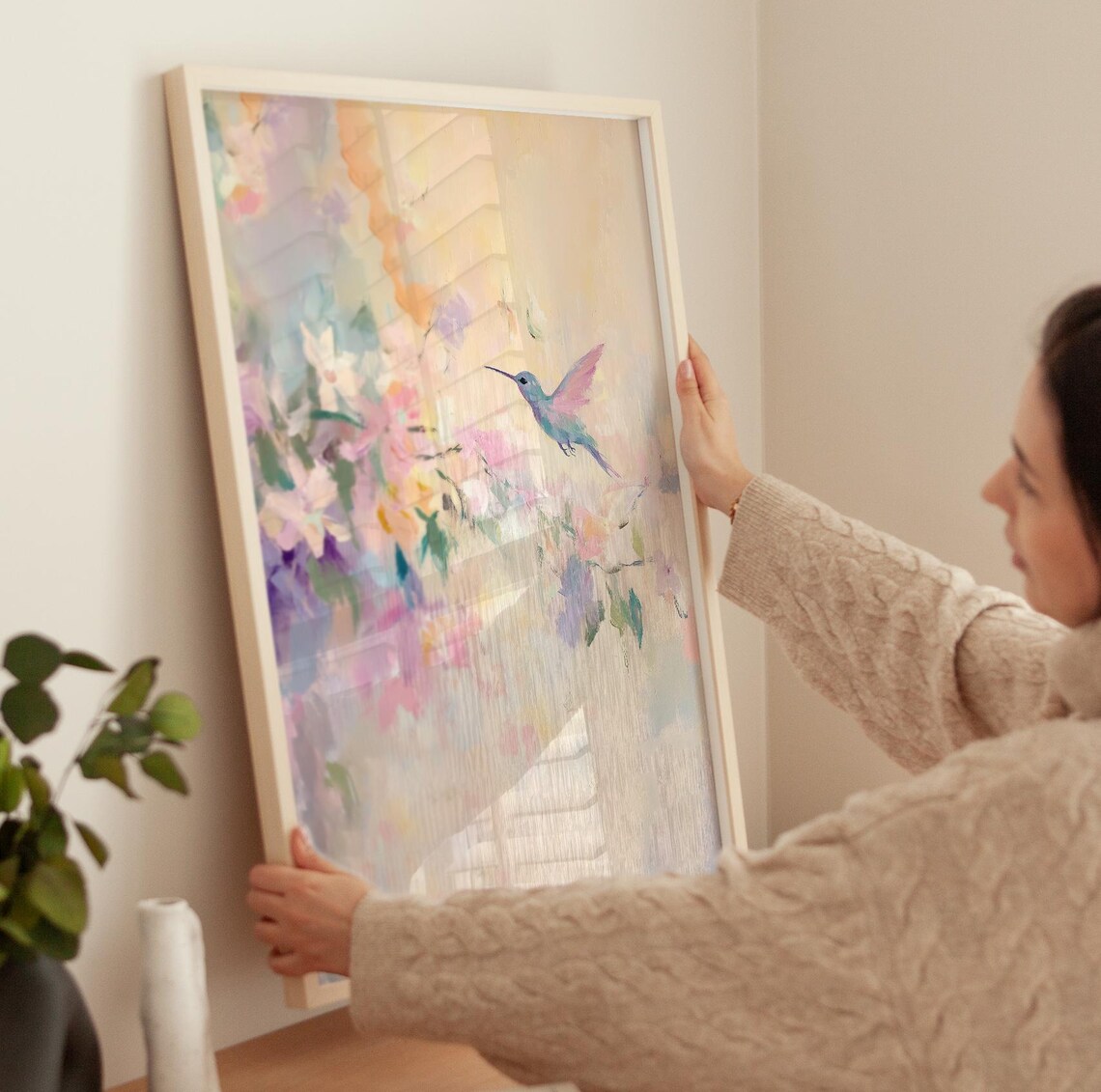 Hummingbird Nursery Bird Art Print, Pastel Colours - Image 3