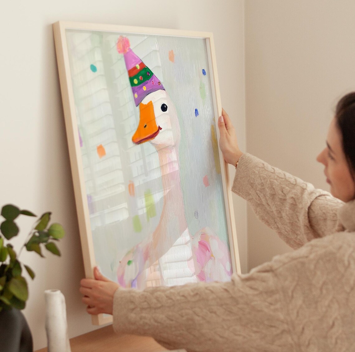Cute Duck Party Print, Preppy Room Decor - Image 3
